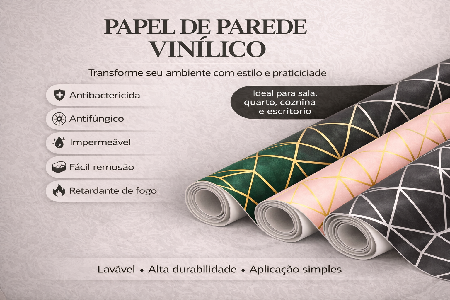 Papel de Parede Adesivo Vinilico Lavável ZAZZ varios modelos Quarto,Sala, Cozinha,Banheiro