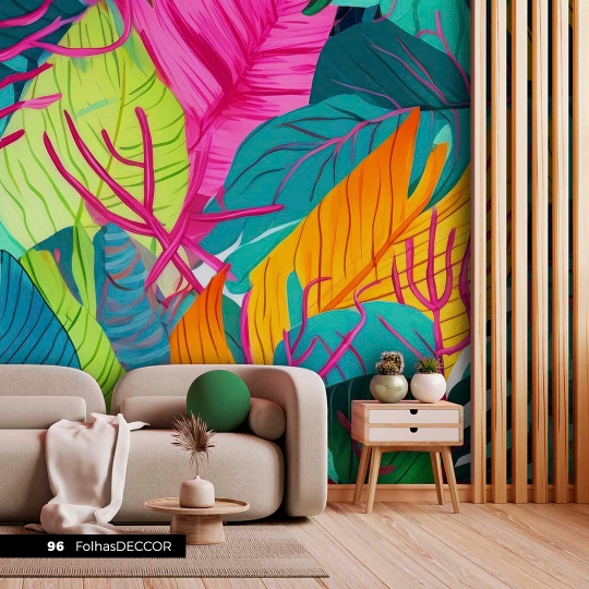 Papel de Parede Adesivo Vinilico Lavável Folhas varios modelos Quarto,Sala, Cozinha,Banheiro - Imagem 4